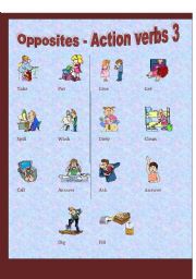 English Worksheet: Opposite Action Verbs (3 of 3)