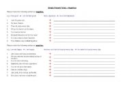 English Worksheet: Simple Present Tense - Negatives Excercise