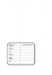 English worksheet: shopping lists