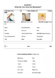 English Worksheet: Breakfast Survey 