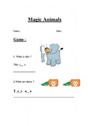 English worksheet: Magic Animals