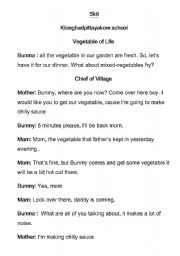English Worksheet: Skit ( The vegetable of life )