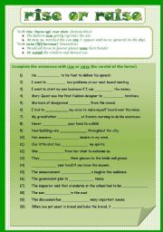 English Worksheet: RISE or RAISE