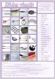 English Worksheet: KITCHEN UTENSILS