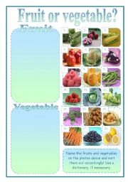 English Worksheet: FRUIT OR VEGETABLE?