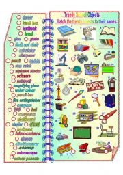 English Worksheet: Trendy School Objects**fully editable with answer key