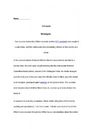 English Worksheet: watergate reading comprehension 