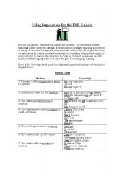 English Worksheet: Using Imperatives in English - Review Lesson, Student Guide, Exercise and Answer Sheet