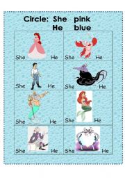 English worksheet: He She