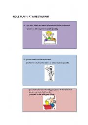 English Worksheet: 2 ROLE PLAYS: AT A RESTAURANT & ON A TRIP TO LONDON