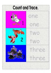 English Worksheet: Count and Trace