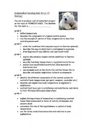 English Worksheet: independent learning task year A2 biology