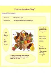 English Worksheet: Fruits in American slang (4 pages with answer key)*