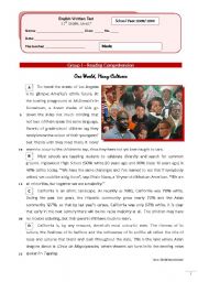 English Worksheet: Multicultural Society (11th grade) + correction