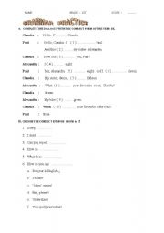 English Worksheet: THE VERB - GRAMMAR PRACTICE