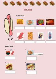 English Worksheet: Hot dog recipe cooking class