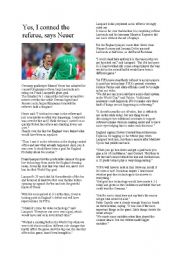 English Worksheet: World cup text
