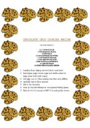 English Worksheet: Chocolat chips recipe cooking class