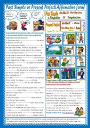 English Worksheet: Past Simple or Present Perfect(Affirmative form)(+ Key)