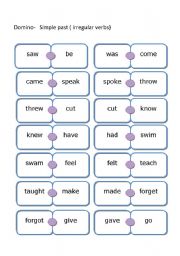 English Worksheet: Domino: past simple ( irregular verbs)