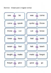 English Worksheet: Domino: past simple ( irregular verbs)
