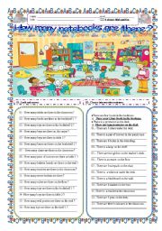 English Worksheet:  How many _______________ are there ?