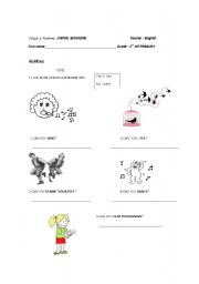 English worksheet: abilities