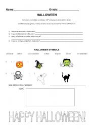 English worksheet: Halloween symbols