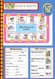 English Worksheet: CLEAN  AND HEALTHY