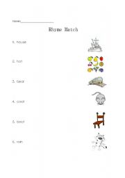 English Worksheet: Rhyme Practice