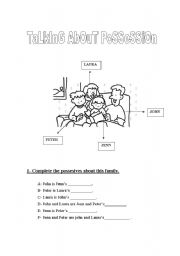 English worksheet: possession with Family