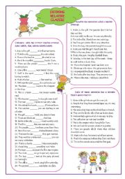 English Worksheet: Defining relative clauses