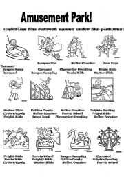 English Worksheet: In the amusement park