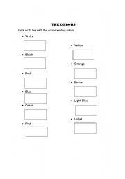 English Worksheet: The Main Colors