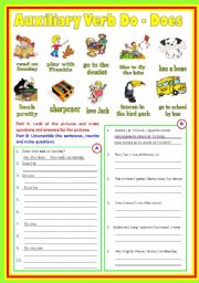 English Worksheet: Auxiliary Verbs (B/W & Keys)