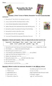 English worksheet: Samantha the Snob test