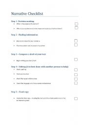 English Worksheet: Narrative Checklist