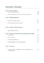 English worksheet: Narrative Checklist