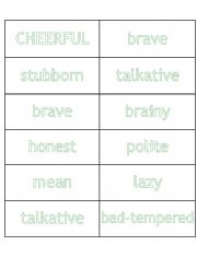 English worksheet: Flashcards personality adjectives