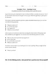 English worksheet: Oral Practice Skills: Inviting others to give their opinion