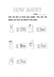 English worksheet: 1-5