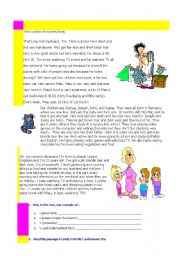 English Worksheet: A Lovely Family