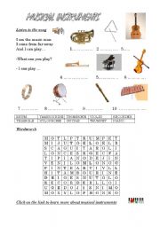 English Worksheet: Musical instruments