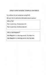 English worksheet: Great Expectations- Relative clauses with who