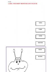 English worksheet: MONSTER BODY