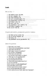 English Worksheet: Family possessive s