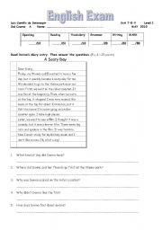 English Worksheet: FINAL EXAM OF 2ESO