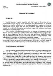 English Worksheet: New Englishes