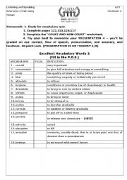 English worksheet: vocabulary words