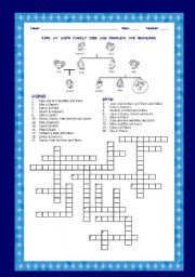 English Worksheet: FAMILY TREE - CROSSWORDS - with ANSWER  KEY